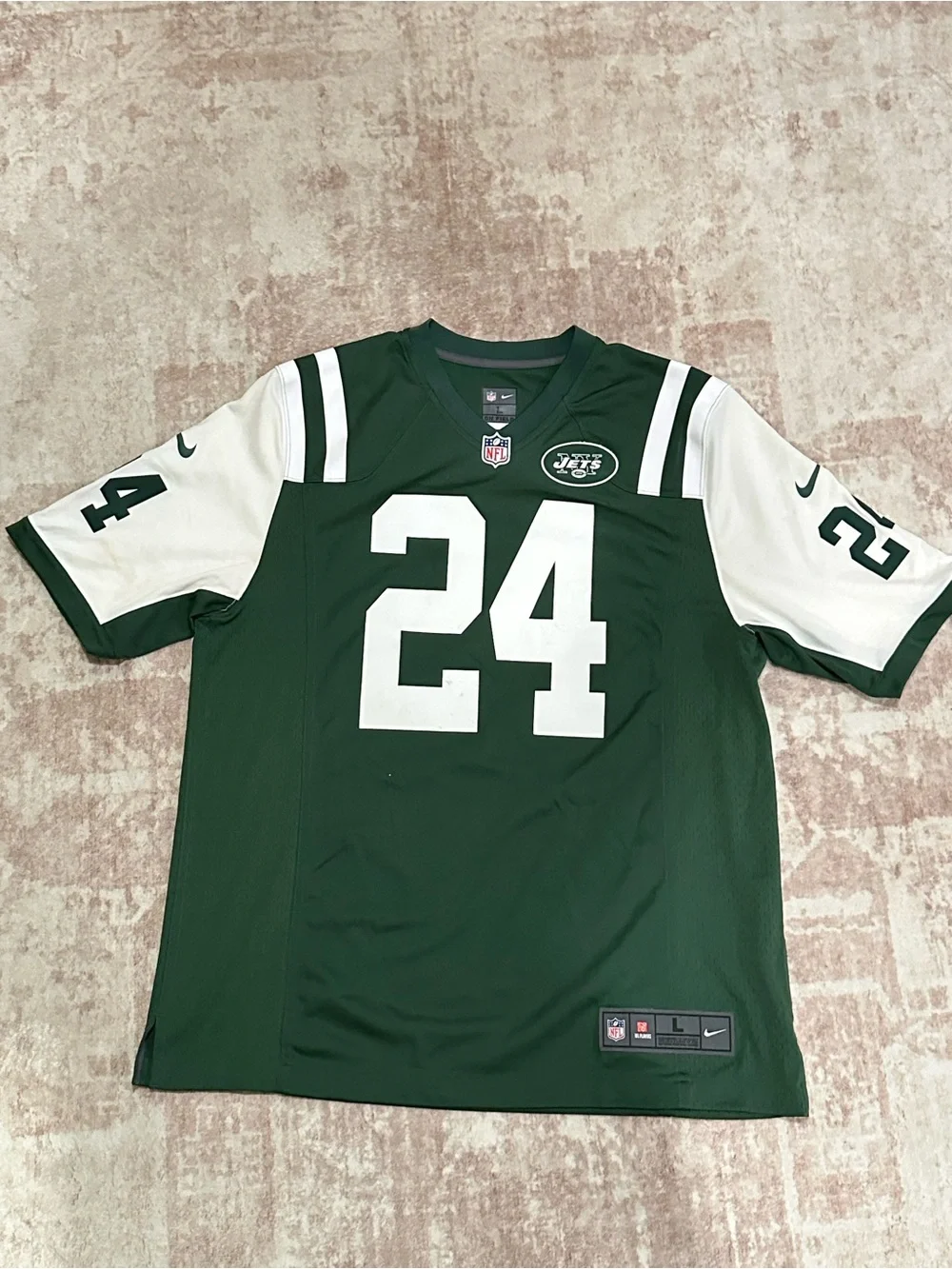 Nike Green and White #24 Jets Football Jersey